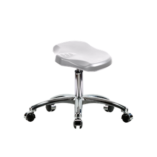 Polyurethane Ray Stool Chrome - Desk Height with Stationary Glides in Gray Polyurethane