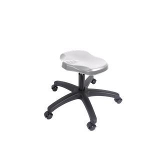 Polyurethane Ray Stool - Desk Height with Stationary Glides in Black Polyurethane