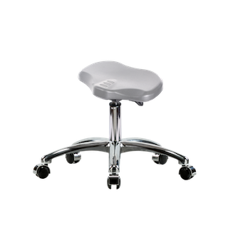 Polyurethane Ray Sit-Stand Stool Chrome - Desk Height with Chrome Casters in Black Polyurethane