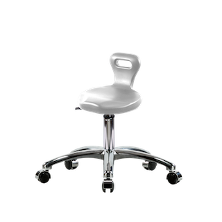 Polyurethane Serpent Stool Chrome - Desk Height with Chrome Casters in Black Polyurethane
