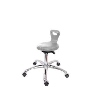 Polyurethane Serpent Sit-Stand Stool Chrome - Desk Height with Chrome Casters in Black Polyurethane