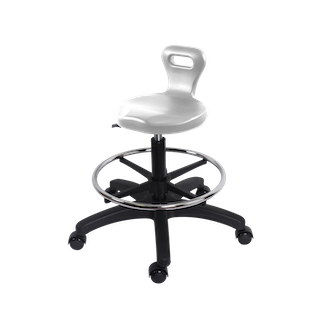 Polyurethane Serpent Stool - Medium Bench Height with Stationary Glides in Blue Polyurethane