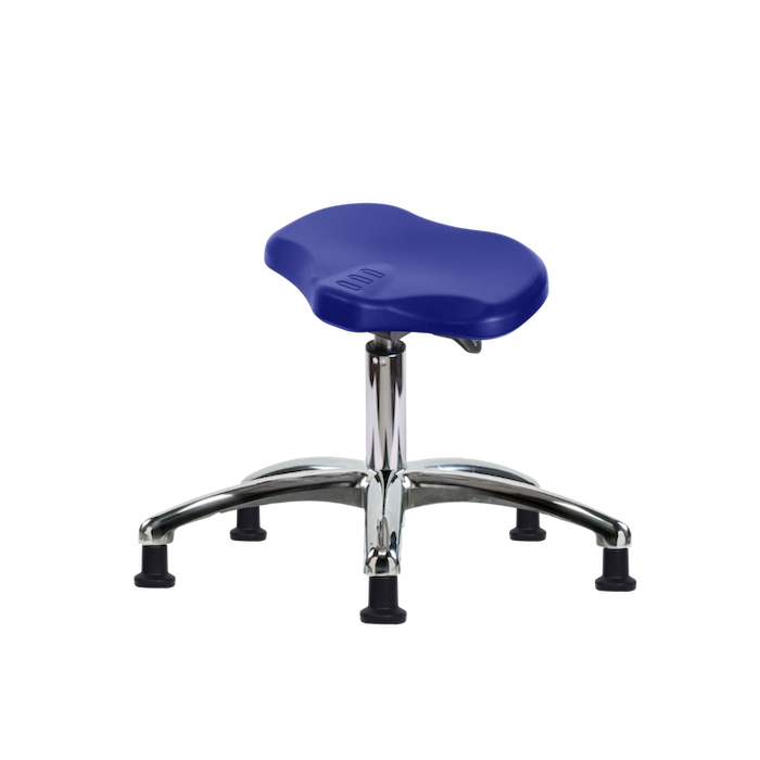 Fisherbrand Polyurethane Ray Sit-Stand Stool Chrome - Desk Height with Stationary Glides in Blue Polyurethane photo 1