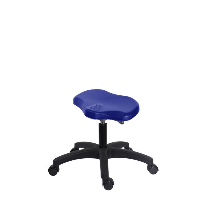 Fisherbrand Polyurethane Ray Sit-Stand Stool - Desk Height with Casters in Blue Polyurethane photo 1