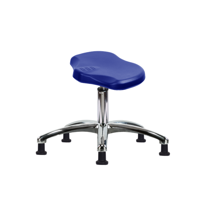 Fisherbrand Polyurethane Ray Stool Chrome - Desk Height with Stationary Glides in Blue Polyurethane photo 1