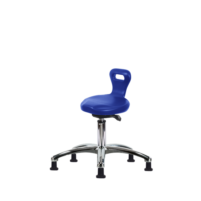 Fisherbrand Polyurethane Serpent Sit-Stand Stool Chrome - Desk Height with Stationary Glides in Blue Polyurethane photo 1
