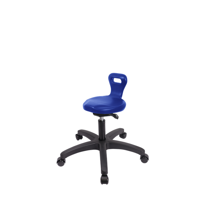 Fisherbrand Polyurethane Serpent Sit-Stand Stool - Desk Height with Casters in Blue Polyurethane photo 1
