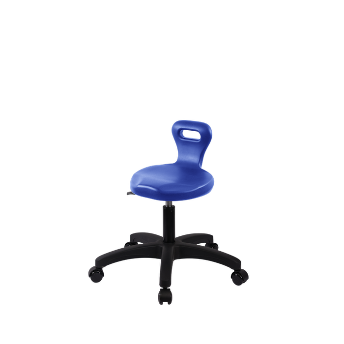 Fisherbrand Polyurethane Serpent Stool - Desk Height with Casters in Blue Polyurethane photo 1