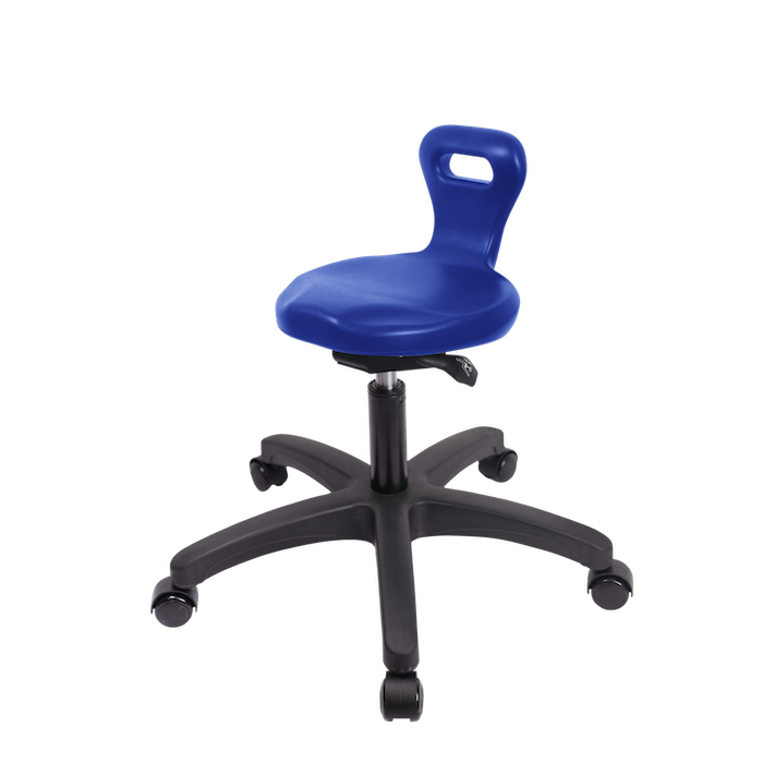 Fisherbrand Polyurethane Serpent Sit-Stand Stool - Medium Bench Height with Chrome Casters in Blue Polyurethane photo 1