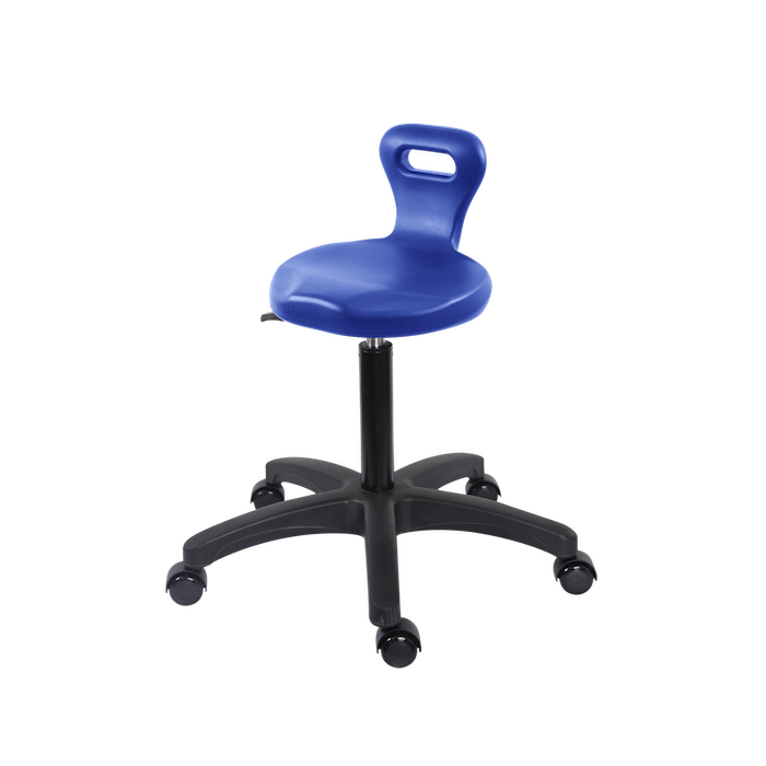 Fisherbrand Polyurethane Serpent Stool - Medium Bench Height with Chrome Casters in Blue Polyurethane photo 1