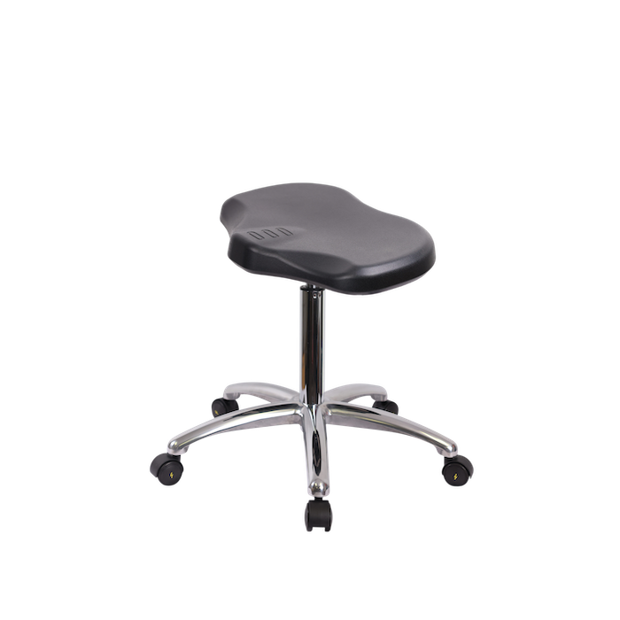 Fisherbrand Polyurethane ESD Ray Stool Chrome - Medium Bench Height with ESD Casters in ESD Black Polyurethane photo 1