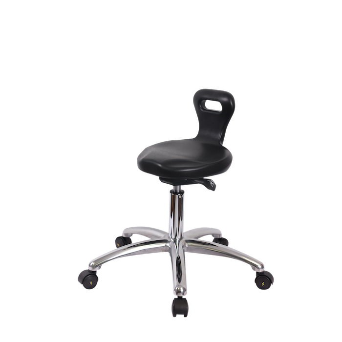 Fisherbrand Polyurethane ESD Serpent Sit-Stand Stool Chrome - Desk Height with ESD Casters in ESD Black Polyurethane photo 1