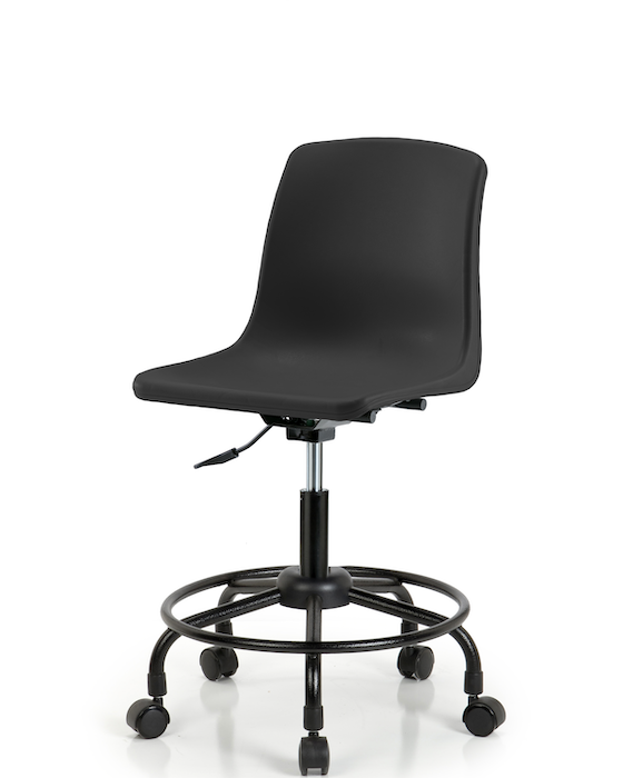 Fisherbrand Polypropylene Shell Chair - Desk Height with Round Tube Base & Casters in Black photo 1