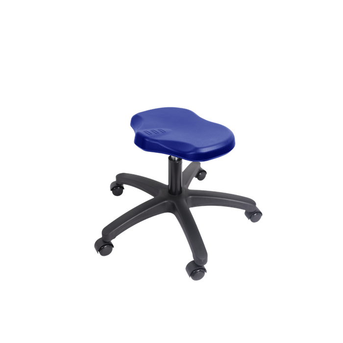 Polyurethane Ray Stool - Desk Height with Casters in Blue Polyurethane photo 1