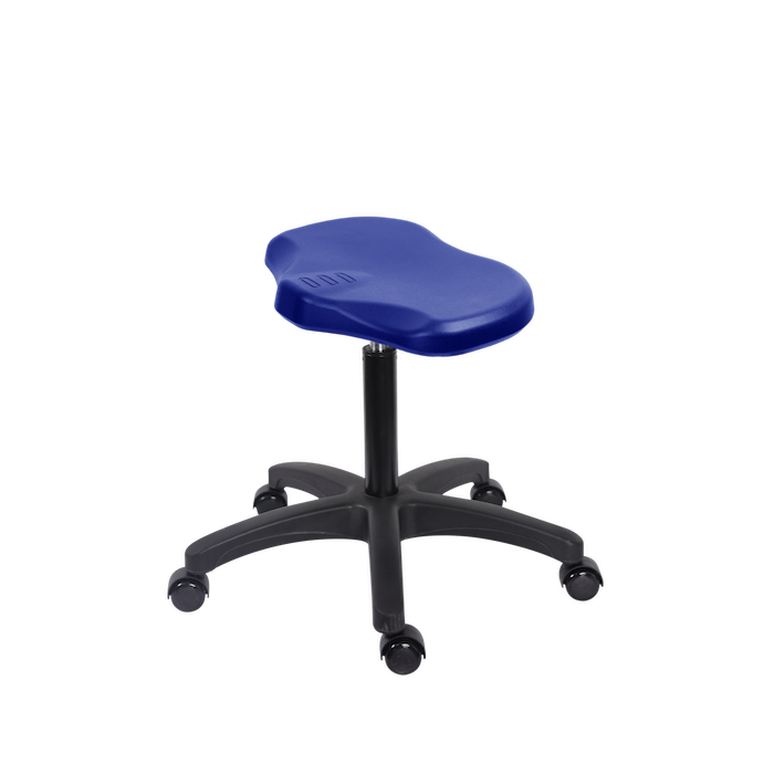Polyurethane Ray Stool - Medium Bench Height with Casters in Blue Polyurethane photo 1