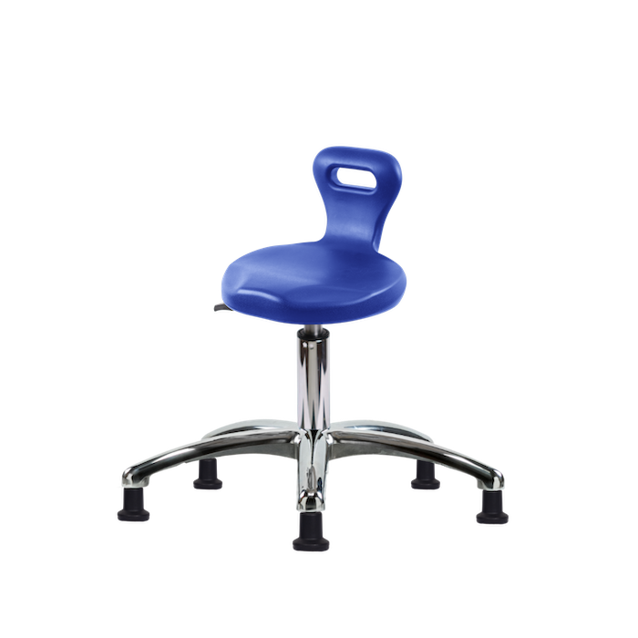 Polyurethane Serpent Stool Chrome - Desk Height with Stationary Glides in Blue Polyurethane photo 1