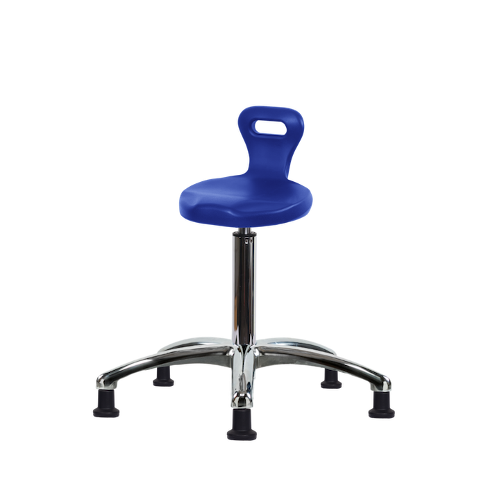 Polyurethane Serpent Stool Chrome - Medium Bench Height with Stationary Glides in Blue Polyurethane photo 1