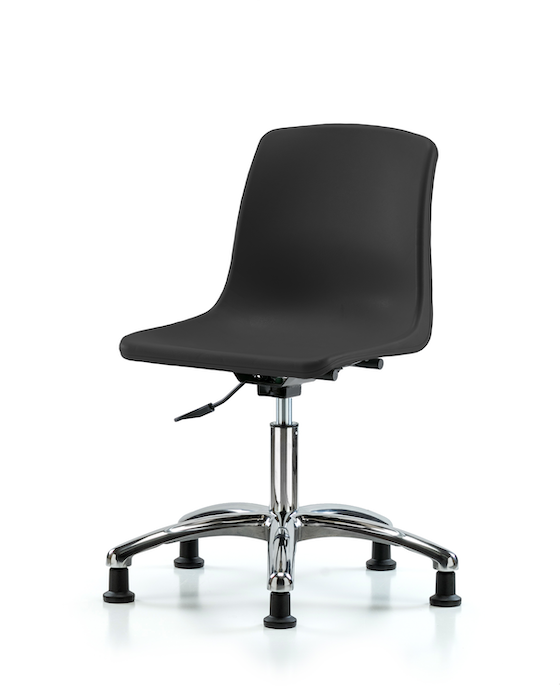 Polypropylene Shell Chair Chrome - Desk Height with Stationary Glides in Black photo 1
