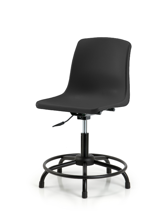 Polypropylene Shell Chair - Desk Height with Round Tube Base & Stationary Glides in Black photo 1