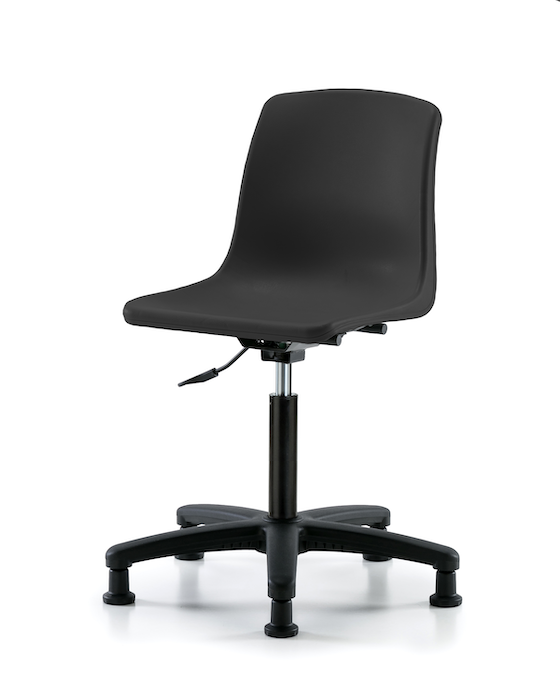 Polypropylene Shell Chair - Medium Bench Height with Stationary Glides in Black photo 1