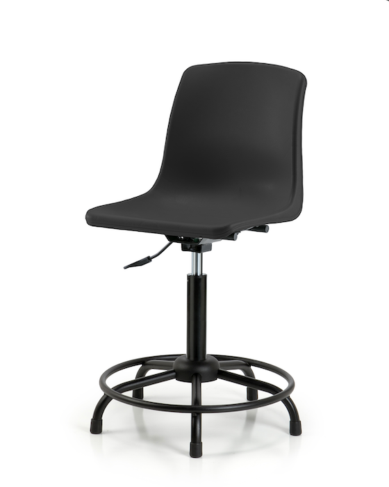Polypropylene Shell Chair - Medium Bench Height with Round Tube Base & Stationary Glides in Black photo 1